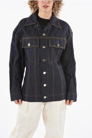 Bottega Veneta Crinkled Effect Denim Jacket size 38