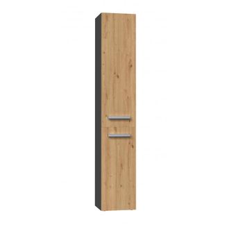 Hucoco Hucoco - Yana - Mueble De Ba&ntilde;o Con Cesto De Ropa - 31x30x174 Cm - Columna De Almacenamiento De Ba&ntilde;o