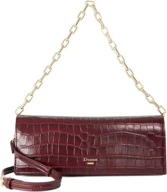 Dune London Bemuse Croc Embossed Faux Leather Shoulder Bag in Burgundy at Nordstrom