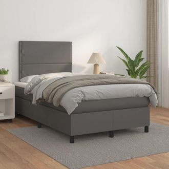 vidaXL Estructura De Cama Gris 120 X 190 Cm Cuero Sint&eacute;tico