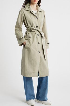 Bernardo Paperweight Long Raincoat in Olive Stone at Nordstrom, Size Xx-Large