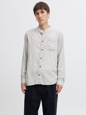 Jack & Jones Langarmhemd JACK & JONES JJEBAND MELANGE SHIRT L/S SN, Herren, Gr. XL, N-Gr, grau (light grau melange), Web, Obermaterial: 100% Baumwolle, meliert, re