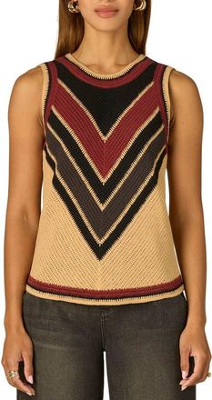 Wit & Wisdom Chevron Sleeveless Sweater in Golden Beige/fired Brick at Nordstrom, Size X-Small
