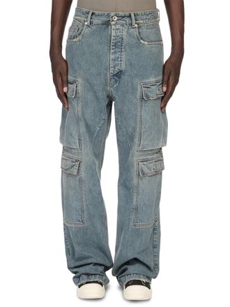 Rick Owens Loose-Fitting Denim Cargo Jeans with Flap Pockets