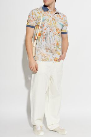 Etro Floral Motif Polo, Mens, Light Blue