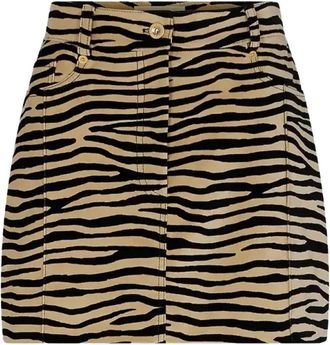 Paco Rabanne Minirok met dierenprint en zakken - Dames - Korte rokken - Beige - XS - Katoen - Rokken