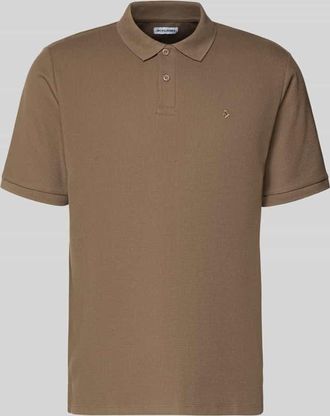 Jack & Jones Jack & Jones Regular Fit Poloshirt mit Strukturmuster Modell AUSTIN in Taupe, Gr&ouml;&szlig;e XXL