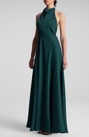 A.L.C. Sara Halter Satin Maxi Dress in Malachite at Nordstrom Rack, Size 14
