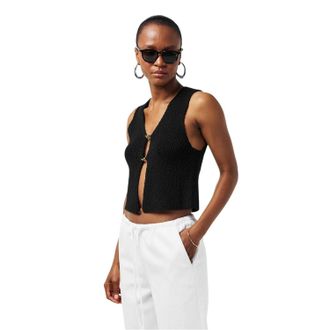 Edited Bewerkt Dames Rike Mouwloos Vest Top (Zwart)