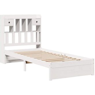 vidaXL Cama Con Estanter&iacute;a Sin Colch&oacute;n Madera Maciza Blanca 75x190 Cm Vidaxl