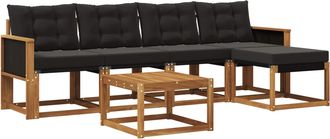 vidaXL Conjunto De Sof&aacute;s De Exterior 6 Uds. Natural Y Negro Vidaxl