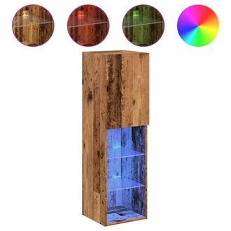 Berkfield Home TV Cabinets with LED Lights 2 pcs Old Wood 30.5x30x102 cm in Brown