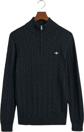 GANT Truien & Vesten, Heren, Blauw, XL, Halfzip Kabel Gebreide Trui