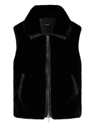 Pinko faux-fur zip-front vest - women - Polyester - 42 - Black