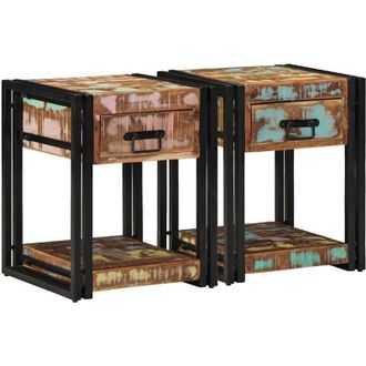 vidaXL Vidaxl - Armario De Noche 2 Pcs 40 X 40 X 50 Cm Madera Maciza Reciclada