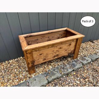 Charles Taylor Trading Multi Pack of 3 - Rectangular Large Trough - Minimal Assembly Required in Light Brown