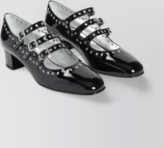 Carel camden mary jane eyelets block heel pumps