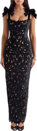 House of CB Tiff Velvet Lace Body-Con Gown in Black at Nordstrom, Size X-Large