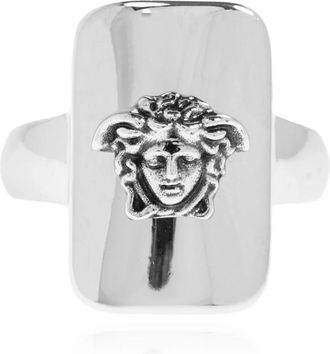 Versace Zegelring met het hoofd van Medusa - Heren - Ringen - Grijs - 58 MM - Accessoires