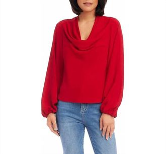 Karen Kane Cowl Neck Top In Red