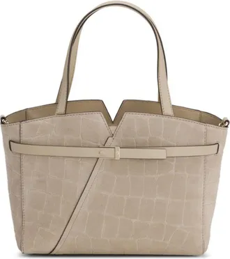BOSS Revers printed-suede tote bag with belt detail
