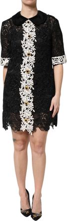 Dolce & Gabbana Black Floral Lace Embellished Mini Womens Dress