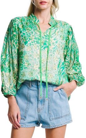Ciebon Bari Metallic Star Top in Green Multi at Nordstrom, Size Medium