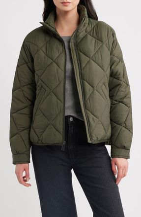 BCBGeneration Crop Diamond Quilted Jacket in Army at Nordstrom, Size X-Large