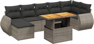 vidaXL Vidaxl - Set De Sof&aacute;s De Jard&iacute;n 8 Pzas Y Cojines Rat&aacute;n Sint&eacute;tico Gris