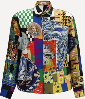 Versace Camicia in twill di seta con stampa Medusa Man 48
