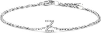 House of Brilliance 10K Gold Diamond Accent A-Z Initial Charm and Link Bracelet in White | Z at Nordstrom