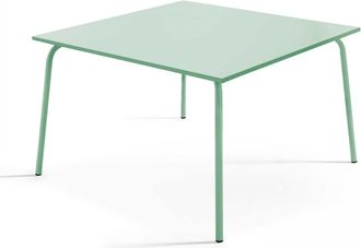 Oviala Mesa de comedor cuadrada de acero verde salvia de 120 cm