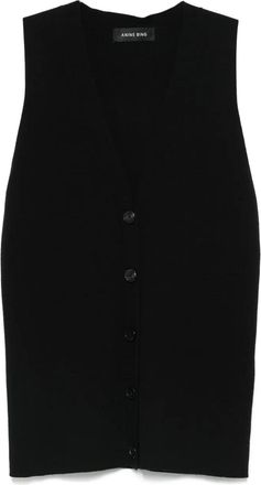 Anine Bing Canotta in misto seta - Nero