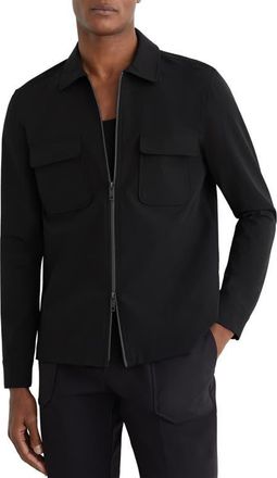 Reiss Ascend Zip-Up Shirt Jacket in Black at Nordstrom, Size Xx-Large