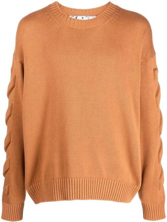 Off-white 3D Diag crewneck jumper - men - Elastane/Polyamide/Cotton - L - Orange