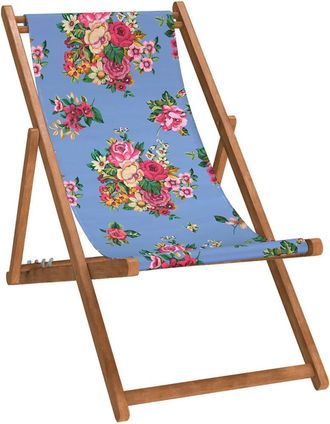 Vent de Bohème Silla plegable de haya con estampado floral azul