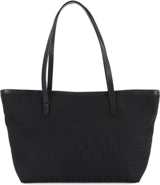 Fendi Black Canvas Leather Tote Bag (Pre-Owned)