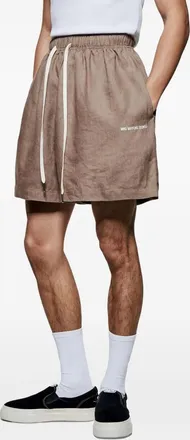 Mki Miyuki Zoku Shorts in lino con coulisse - Marrone