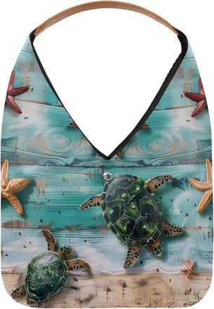 Generic Vintage Wooden Sea Turtle Shell Reusable Lightweight Grocery Bags - Foldable Into Compact Pouch, Washable & Sturdy, Multipurpose for Shopping and Trav