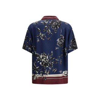 Dolce & Gabbana Mens Blue Silk Pattern Shirt