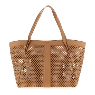 Twinset Openwork Leather Shopping Bag - female - Twinset - Shopping Bags - Brown - ONE SIZE - Bags