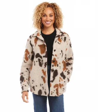 Karen Kane Blaise Print Shirt Jacket In Shades Of Brown