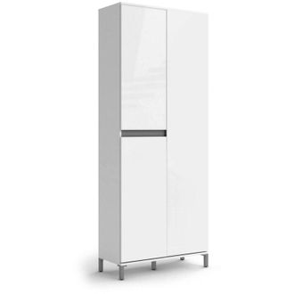 Dmora Scarpiera Visciano, Mobile Portascarpe 10 Ripiani, 42 Paia Made in Italy, 34x81x200h cm Bianco Lucido