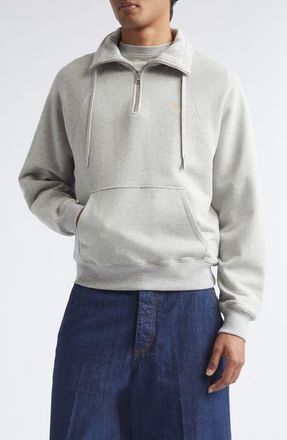 Ami Ami de Coeur Embroidered Quarter Zip Pullover in Gris Chine Clair at Nordstrom, Size X-Large