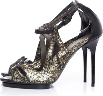 Balenciaga Balenciaga sandalen van metallic slangenleer