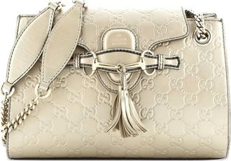Gucci Emily Chain Flap Guccissima kleine leren schoudertas - Goud