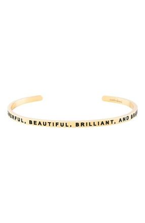 Mantra Powerful, Beautiful, Brilliant, And Brave bracelet in Yellow Gold at Nordstrom