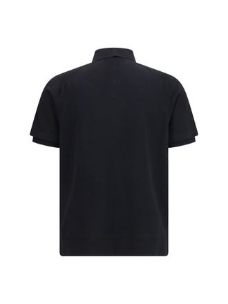 Premiata Ribbed Collar Cotton Polo Shirt - Black