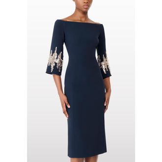 Jenny Packham Aster Sequin-Embellished Midi Dress in Blackthorne Blue at Nordstrom, Size 10 Uk
