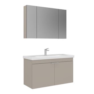 Hanah Home Set Mobile Lavabo Con Specchio (2 Pezzi) desna 100 - 100 X 45 X 58 Cm - Sabbia